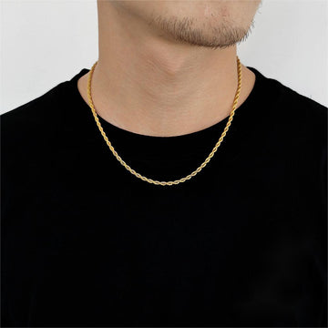 3mm 18K Gold Finish Rope Chain