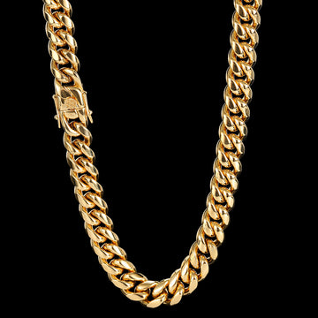 14mm Stainless Steel Cuban Chain in gold