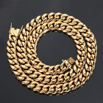 10mm Stainless Steel Cuban Chain in Gold