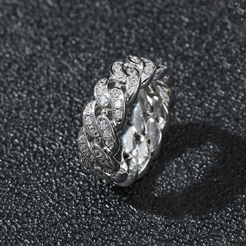 8MM Iced Cuban Ring in Silver