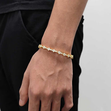 7mm Gold Iced Out Tennis Bracelet