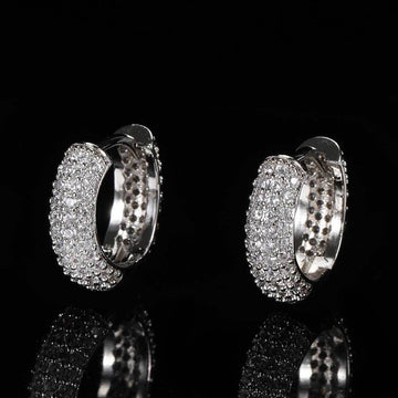 Silver Iced Hoop Earring