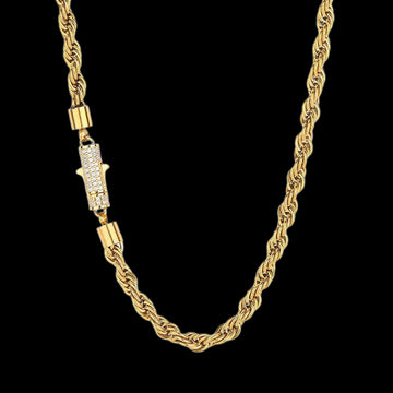 6mm Iced Rope Chain in Gold
