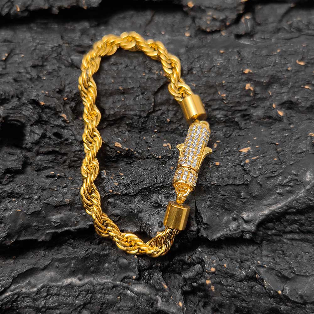 6mm Iced Rope Bracelet in Gold