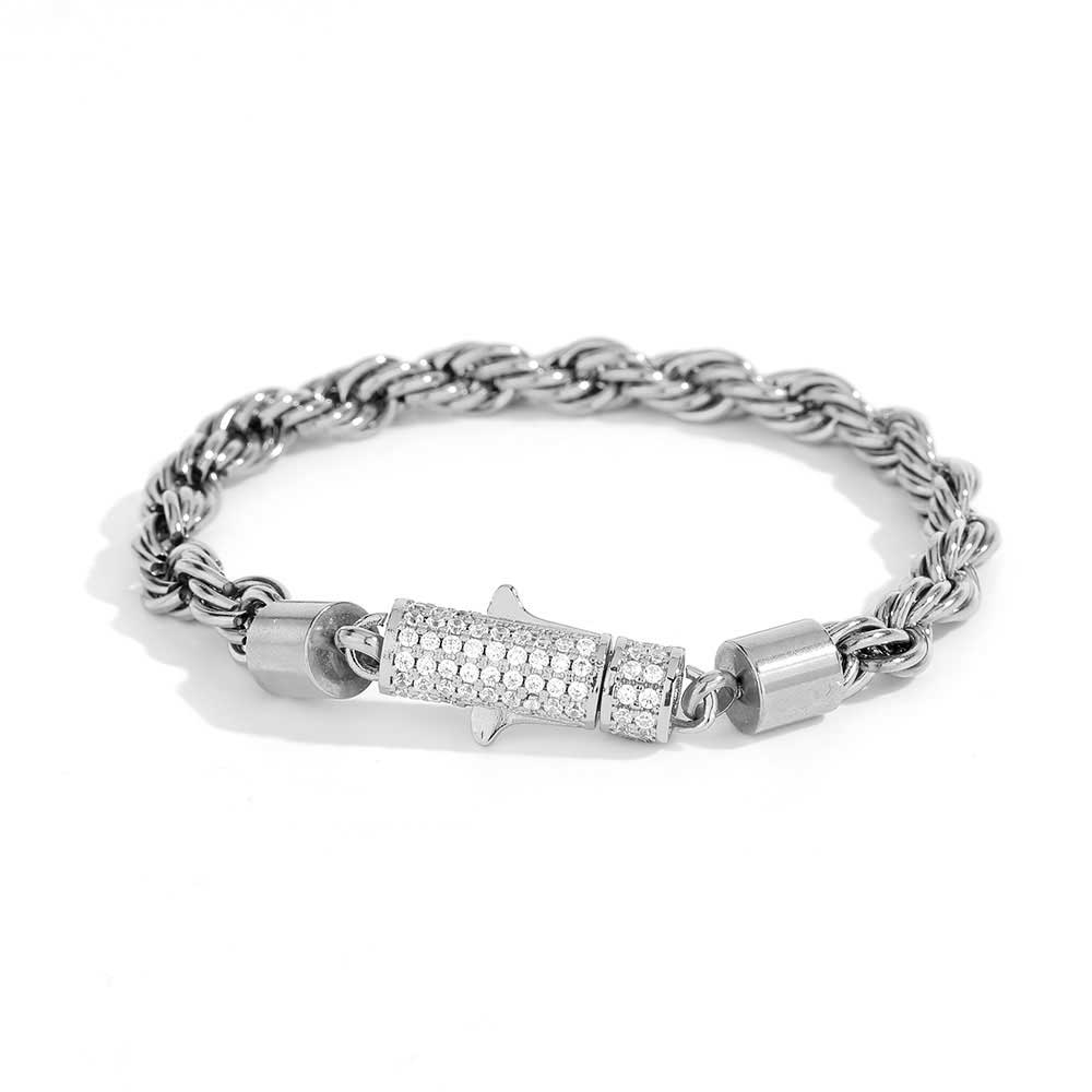 6mm Iced Rope Bracelet in White Gold