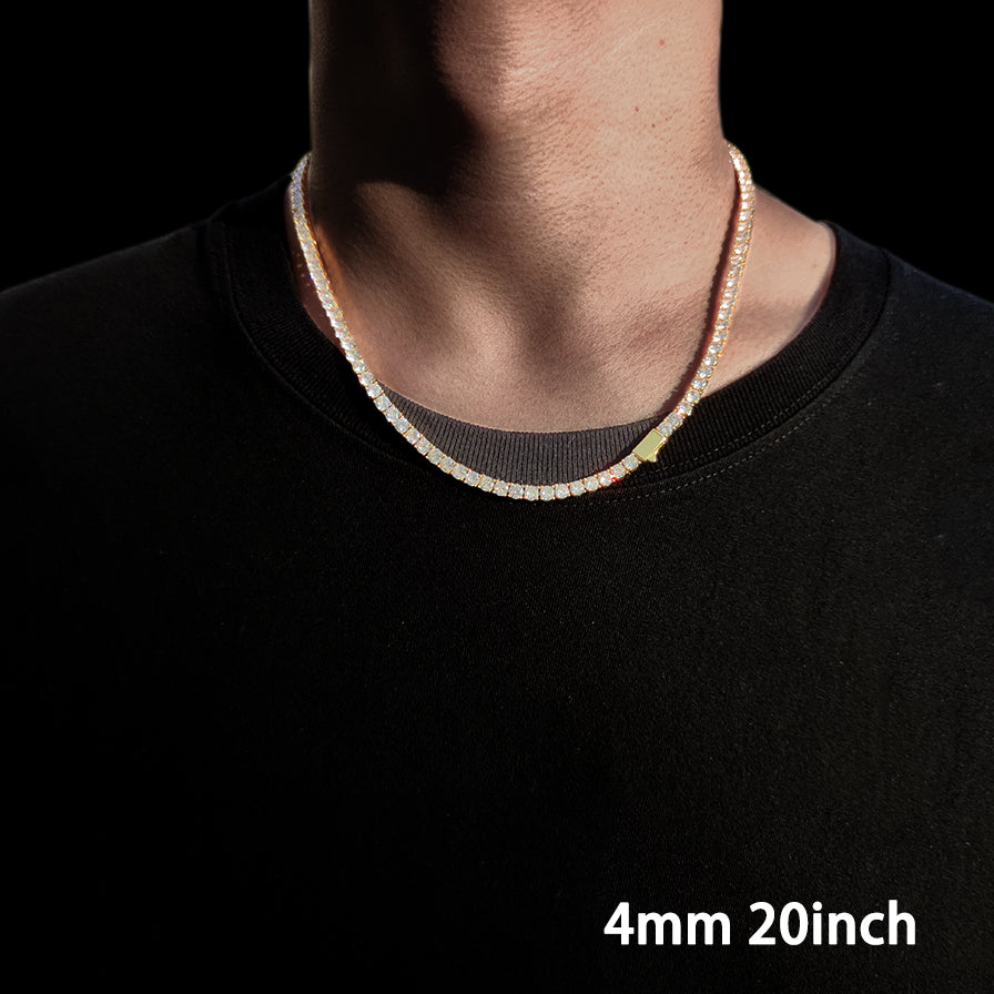 4mm Gold Iced Out Tennis Chain