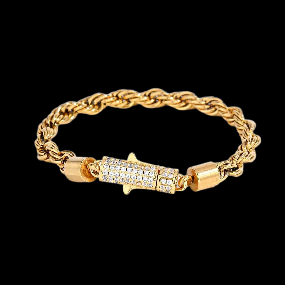 6mm Iced Rope Bracelet in Gold