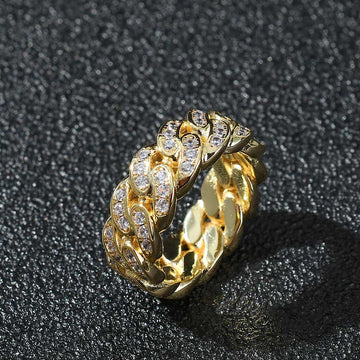 8MM Iced Cuban Ring in Gold