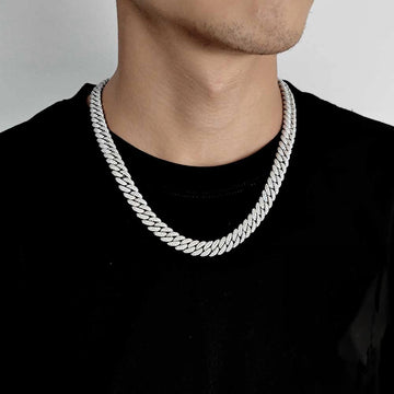 10mm Two Row Iced Out Cuban Chain in Silver