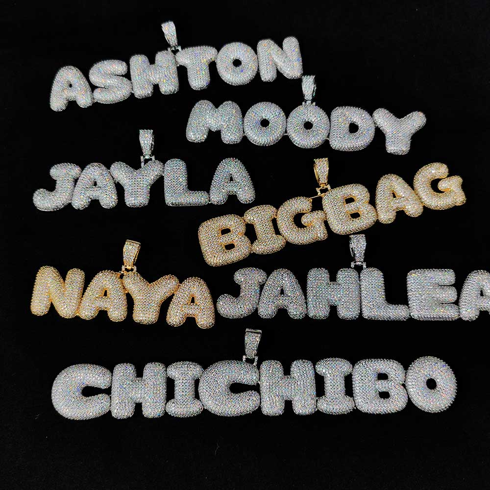 Iced Out Custom Bubble Letter Pendant