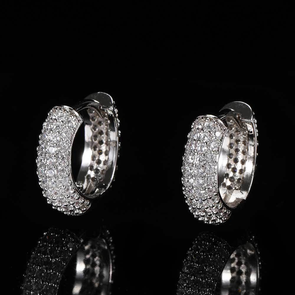 Silver Iced Hoop Earring