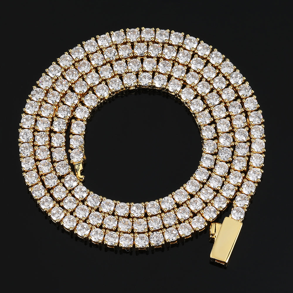4mm Gold Iced Out Tennis Chain